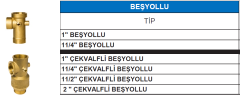 BEŞYOLLU VANA - 11/4'' ÇEKVALFLİ BEŞYOLLU